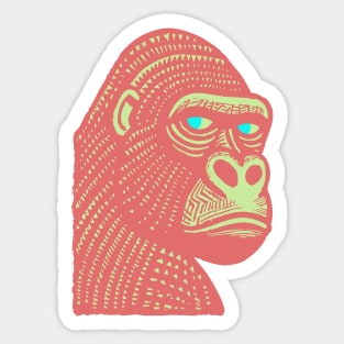 Psychedelic Woodcut Gorilla Sticker